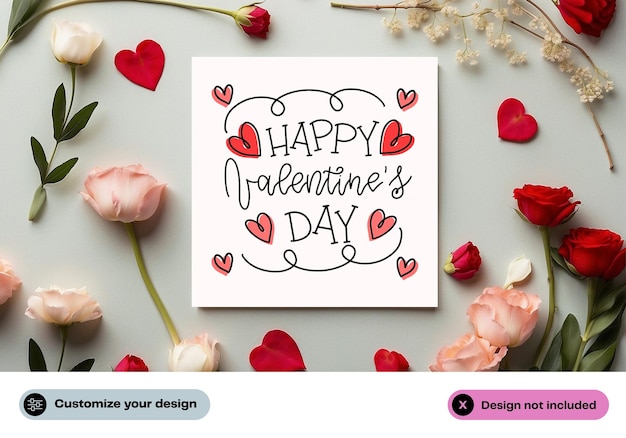 PSD mockup des éléments du jour de la saint-valentin