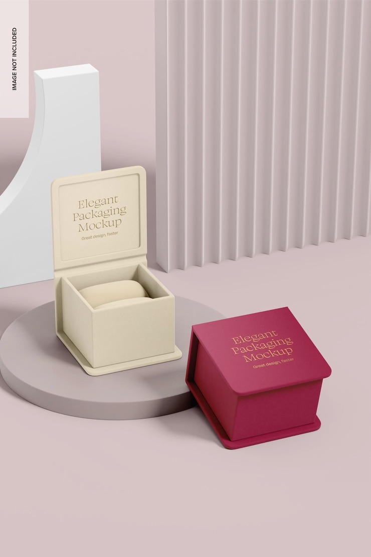 PSD mockup de embalaje de anillo elegante