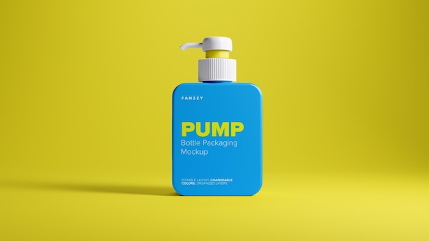 Mockup del embalaje de la botella de la bomba