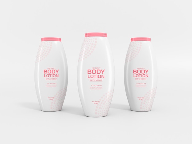 Mockup del embalaje de la botella de loción cosmética para el cuerpo con tapa plegable