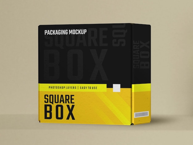 Mockup de embalaje de caja con capas de objetos inteligentes PSD fáciles de usar