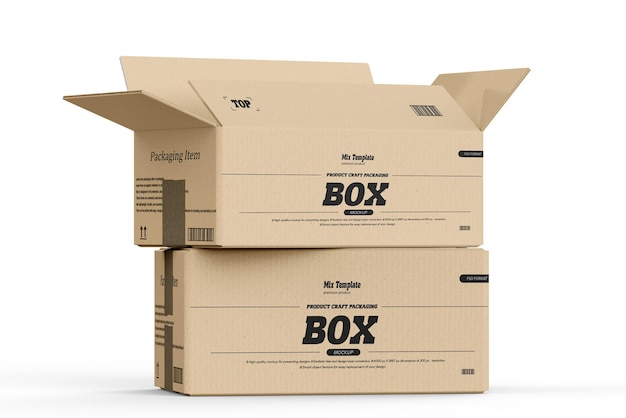 Mockup de embalaje de la caja de Kraft rectangular