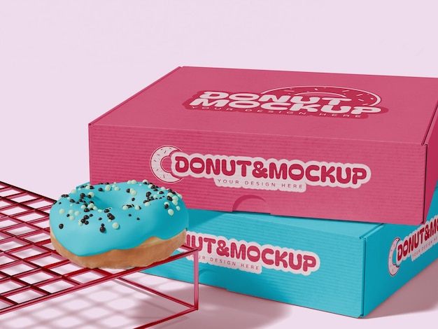 Mockup del embalaje de la caja de rosquillas