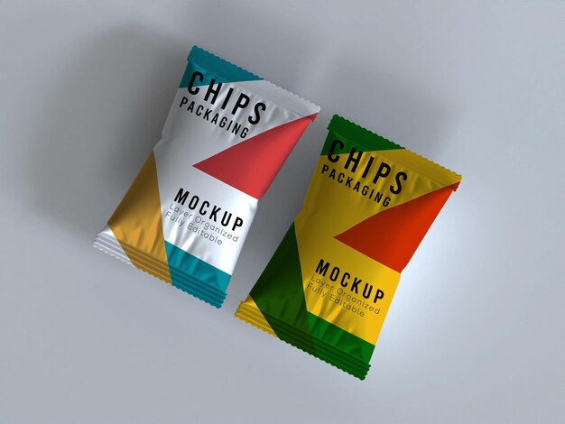 Mockup de embalaje de chips con diseño geométrico moderno