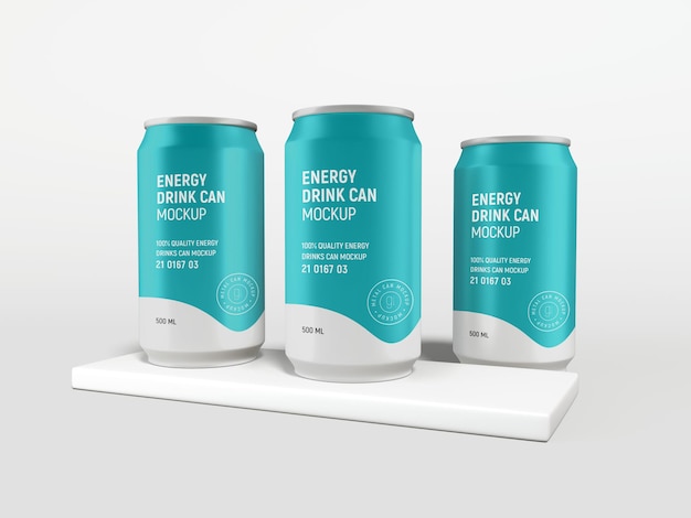 Mockup de embalaje de latas de refrescos de metal
