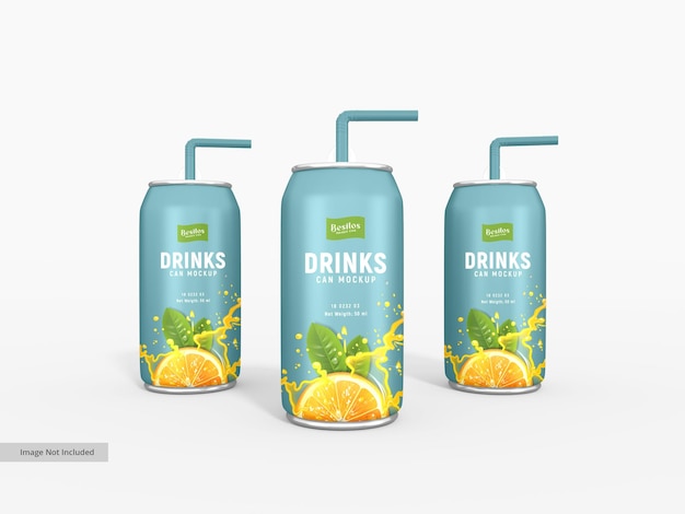 Mockup de embalaje de latas de refrescos de metal