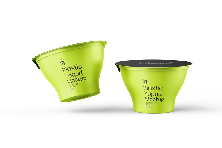 PSD mockup de embalaje de taza de yogur personalizable
