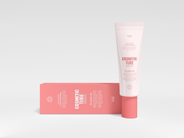 Mockup de embalaje de tubos cosméticos de plástico brillante