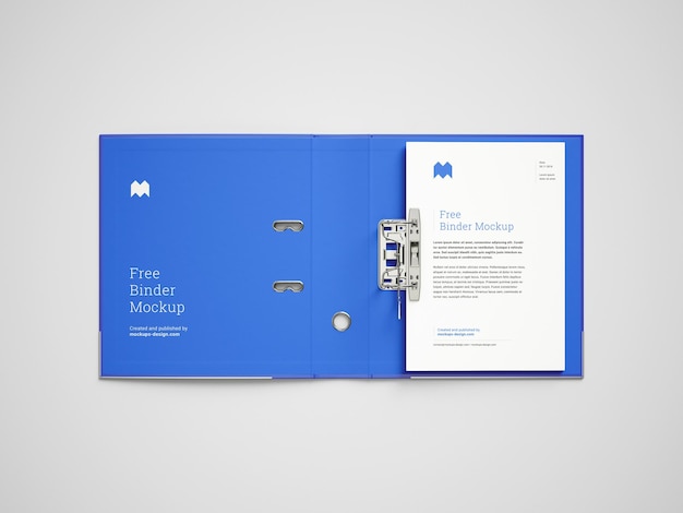 Mockup de encuadernación gratuito con vista abierta e inserción de papel