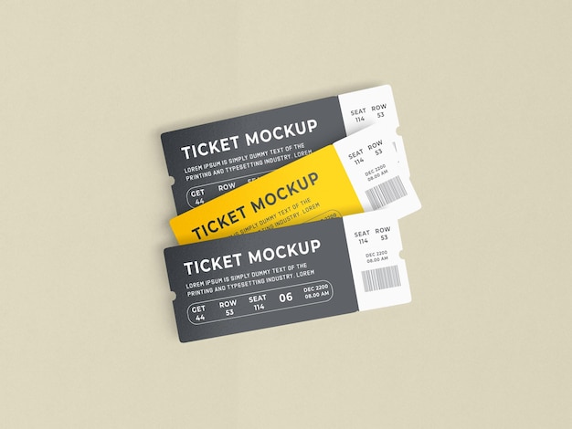 Mockup de entradas - Diseño para el concierto y la entrada del evento