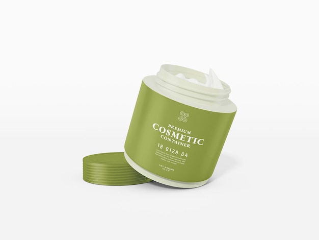 Mockup de un envase cosmético de plástico brillante