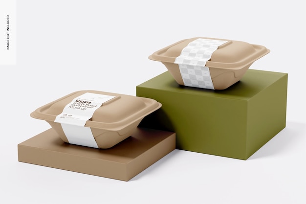Mockup de envases de alimentos cuadrados de Kraft