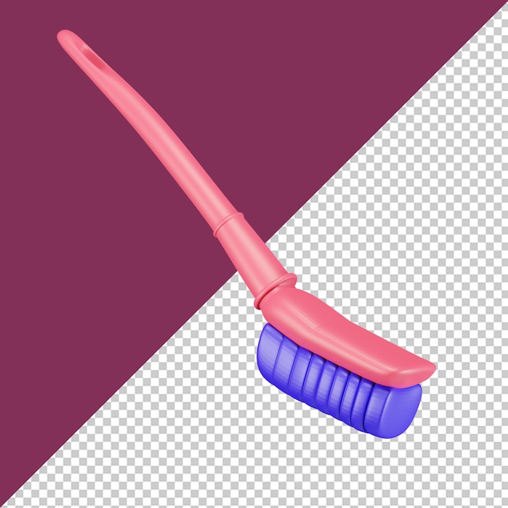 PSD mockup de escobillero con mango color rosa y cepillo color azul