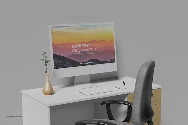Mockup de escritorio de arcilla