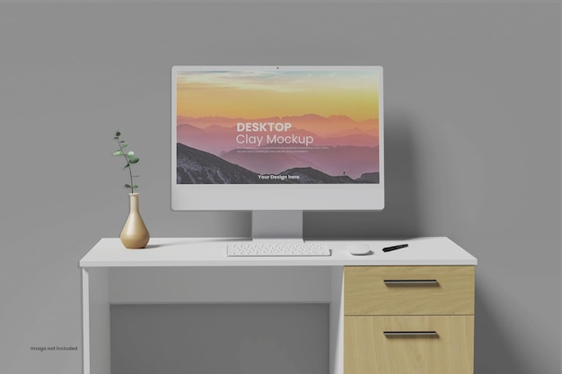 Mockup de escritorio de arcilla