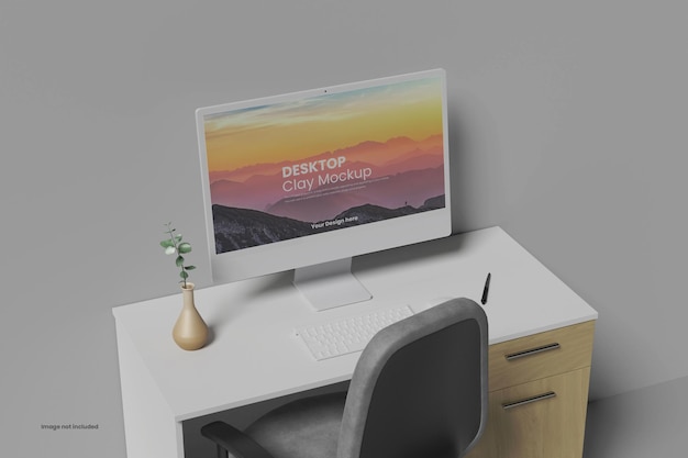 Mockup de escritorio de arcilla