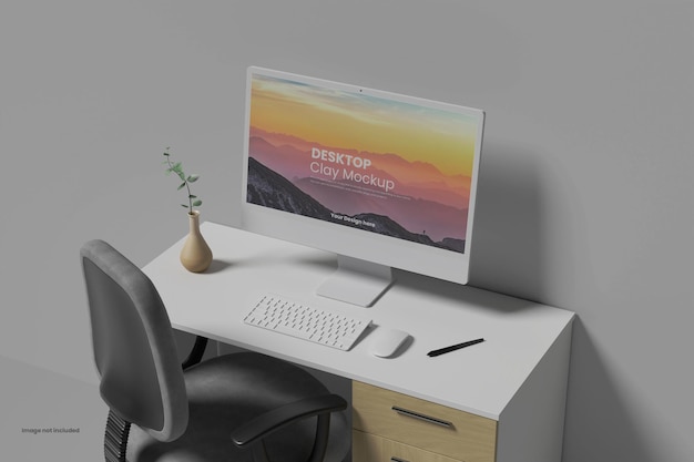 Mockup de escritorio de arcilla
