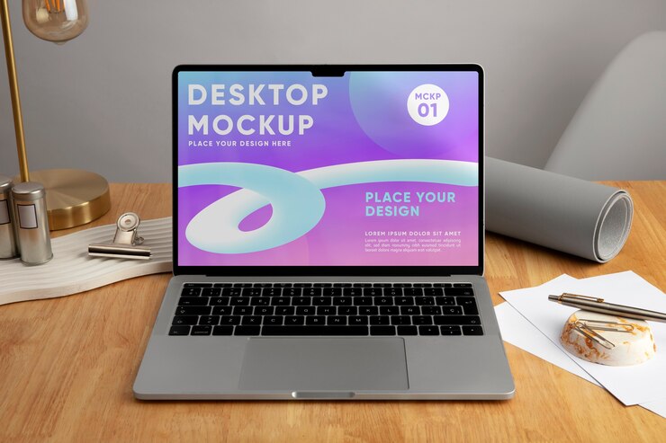 Mockup de escritorio de estudio