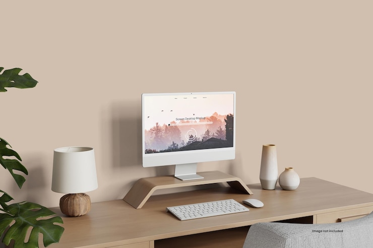 PSD mockup del escritorio de la pantalla