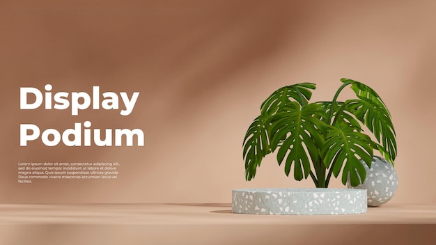 mockup espace terrazzo texture cylindre courbé podium dans le paysage sphère arrière-plan rendu 3D