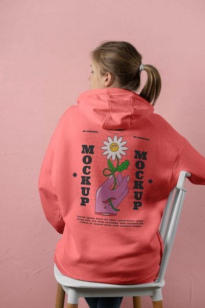 PSD mockup en la espalda de una sudadera