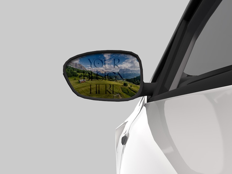 PSD mockup del espejo lateral del coche