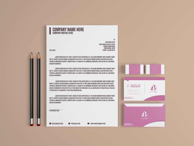 Mockup estacionario con efecto de relieve depuesto