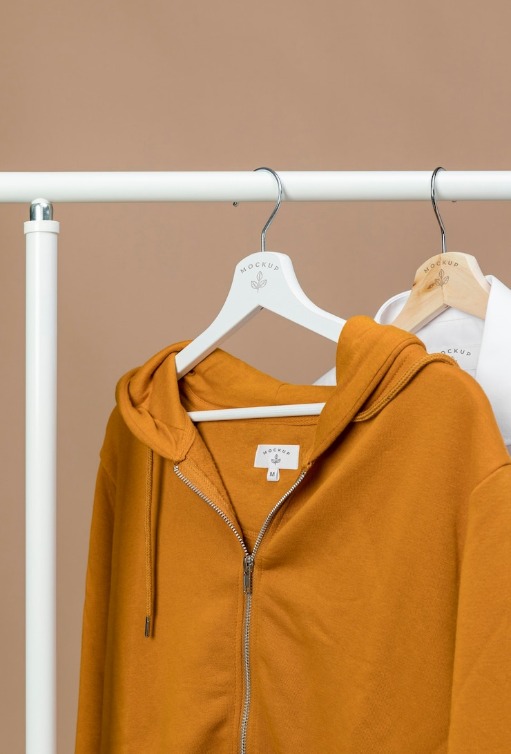 PSD mockup felpa con cappuccio da vicino