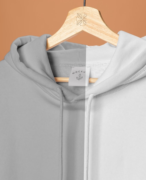 Mockup felpa con cappuccio da vicino