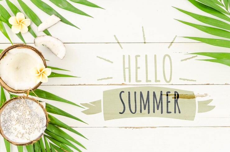 PSD mockup flat lay de copyspace para conceptos de verano