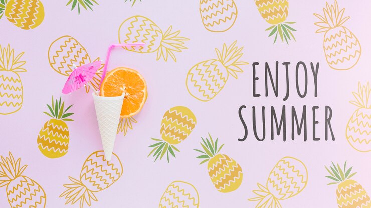 PSD mockup flat lay de copyspace con elementos de verano