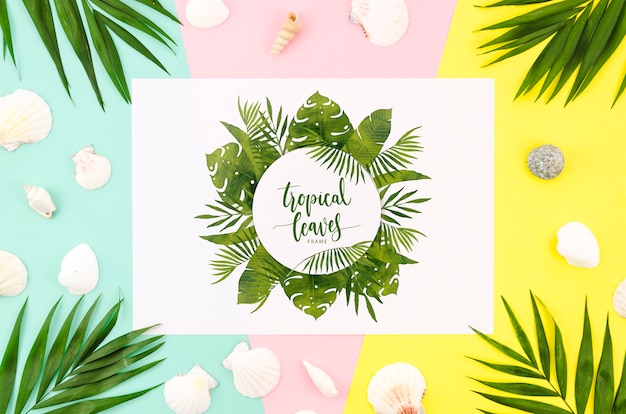 Mockup flat lay de papel para conceptos de verano