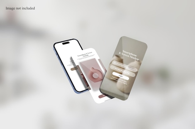 Mockup flotante de teléfono inteligente para mostrar su diseño de interfaz de usuario a los clientes