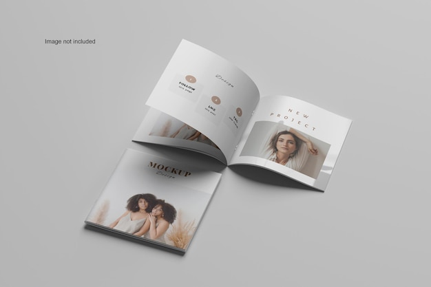 PSD mockup de folleto abierto doblado cuadrado