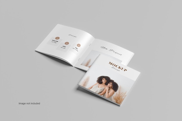 PSD mockup de folleto abierto doblado cuadrado