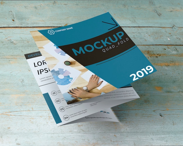 PSD mockup de folleto cuádruple