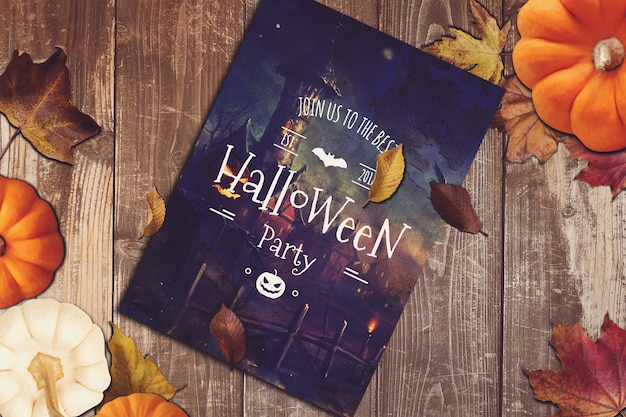 Mockup de folleto con diseño de halloween