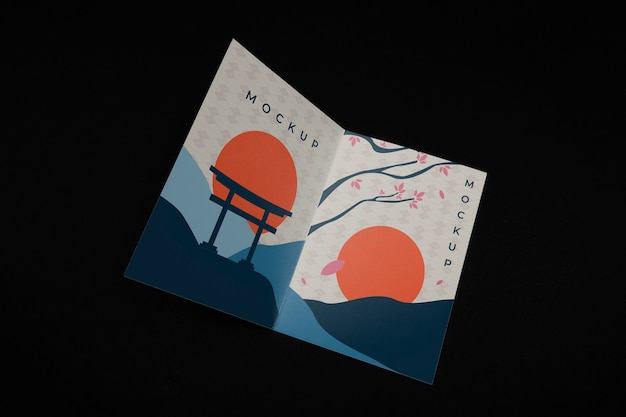 Mockup de folleto con inspiración japonesa