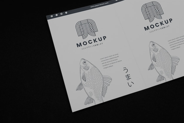 Mockup de folleto con inspiración japonesa