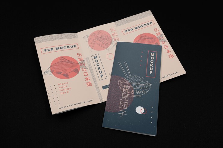 Mockup de folleto con inspiración japonesa