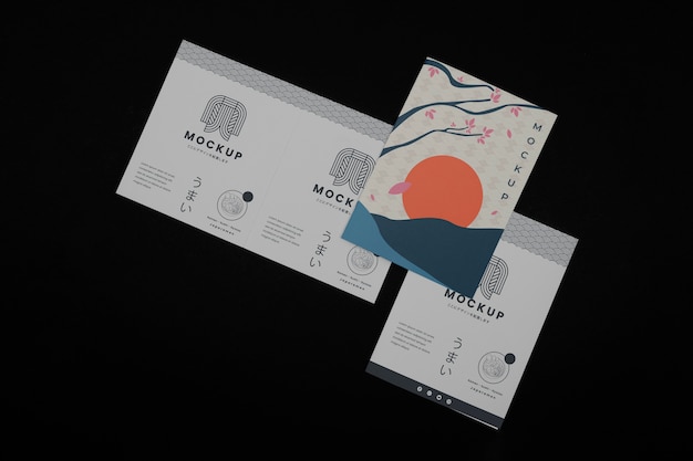 Mockup de folleto con inspiración japonesa