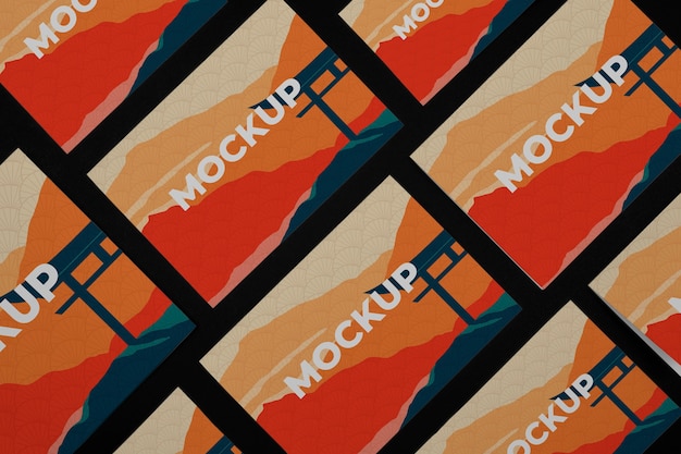 Mockup de folleto con inspiración japonesa