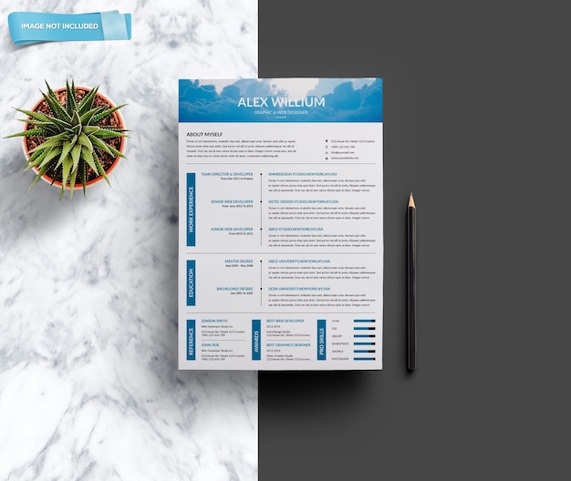 Mockup de folleto de negocios azul