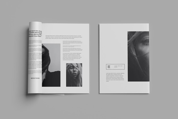 PSD mockup de folleto de revista y catálogo