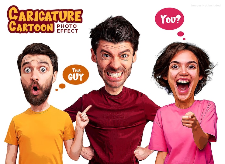 PSD mockup de fotos con efecto de dibujos animados de caricatura