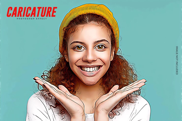 PSD mockup de fotos con efecto de dibujos animados de caricatura
