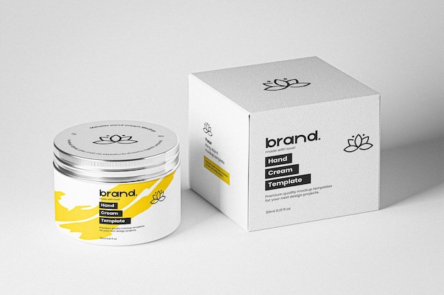 PSD mockup del frasco de crema de mano con bo