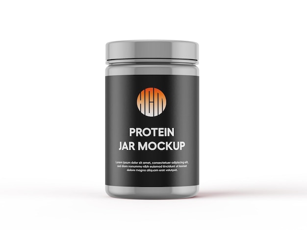 Mockup de frasco de proteínas para la marca de suplementos
