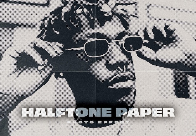 Mockup für den Fotoeffekt von Halbtonpapier