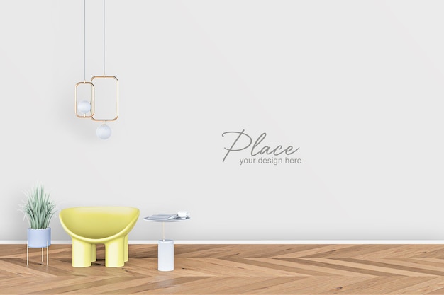 Mockup für die Innenwand des Wohnzimmers